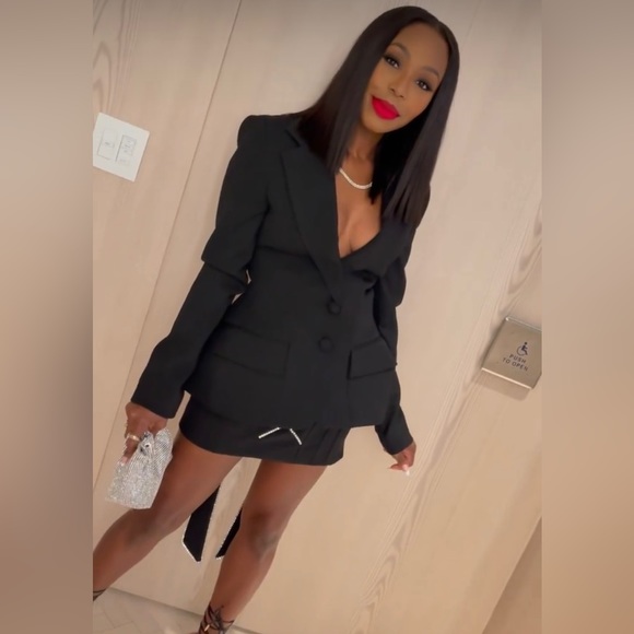 AREA Hourglass Blazer & Mini Skirt with Laced Back - Picture 2 of 10